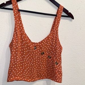 O’Neill white and orange polkadot crop top